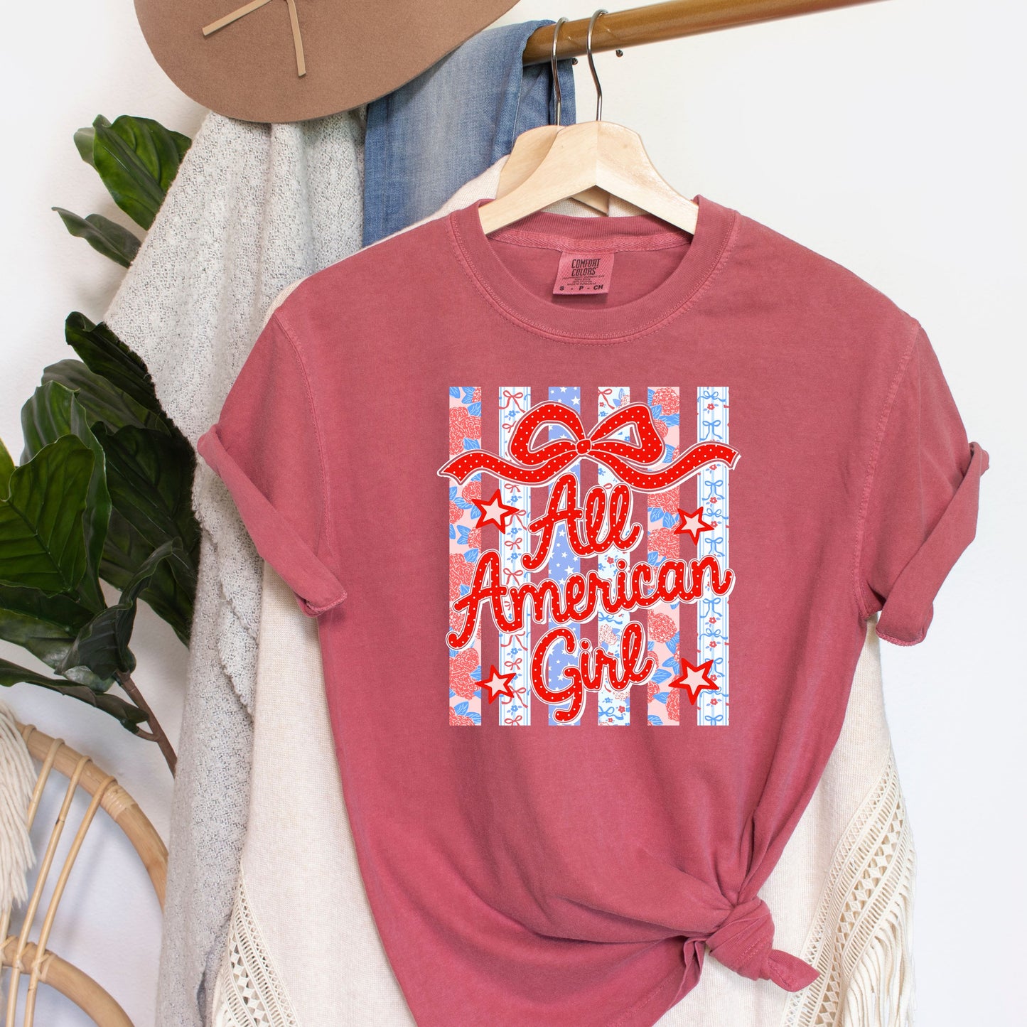 All American Girl Retro Striped Shirt, Coquette USA Patriotic Tee