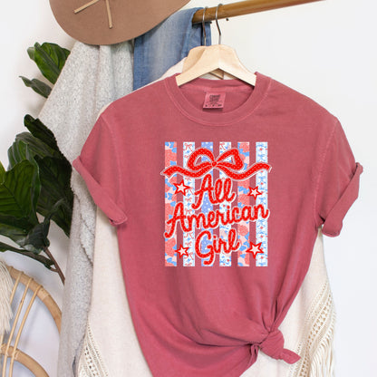All American Girl Retro Striped Shirt, Coquette USA Patriotic Tee