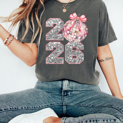 Pink Coquette New Year Eve 2026 Shirt , Retro New Years T-Shirt, Disco Ball Shirt, New Year New Me, 12 New Chapters, Hello 2026