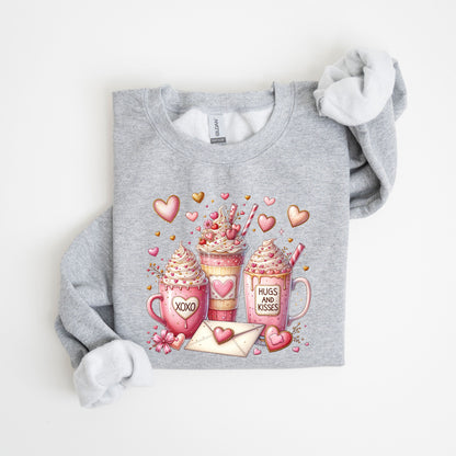 Valentine Coffee Sweatshirt, Iced Coffee Is My Valentine, Retro Valentines Day Sweater, Coffee Lover Gift for Her, Cute XOXO Coffee Pullover