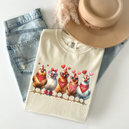 Valentine Chickens Shirt, Farmers Chicken Valentine Gift Tee, Funny Farm Valentine Shirt, Chicken Lover Gift, Comfort Colors Valentine Shirt