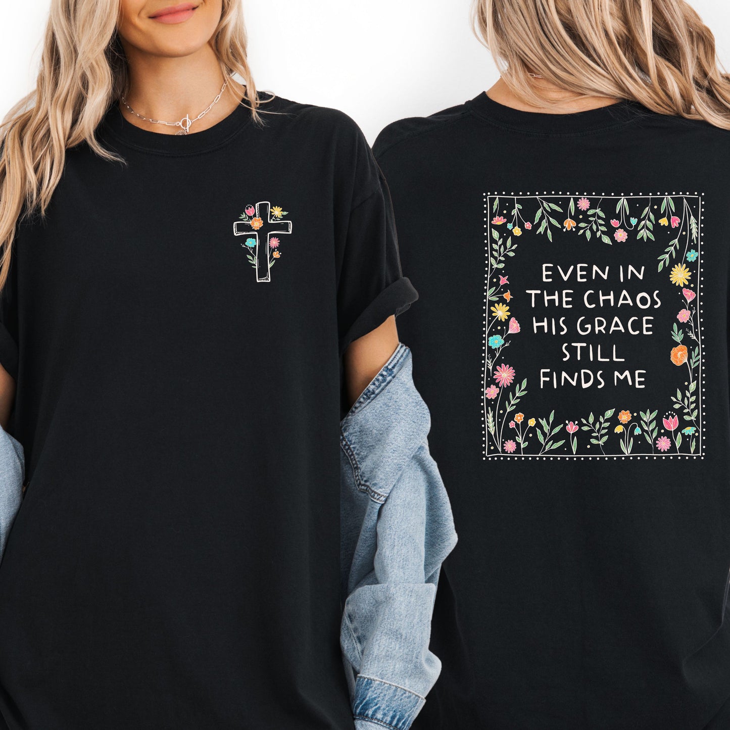 His Grace Finds Me Shirt, Boho Christian Tee, Faith Based Tee, Religious Gift for Her, Church Group Shirt, Bible Study Tee, Jesus Lover Tee