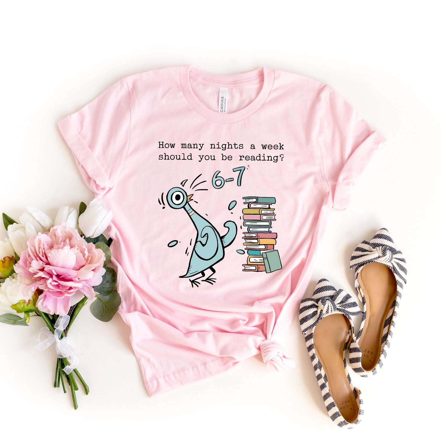 Pigeon 6-7 Reading Shirt, Book Lover Librarian Tee