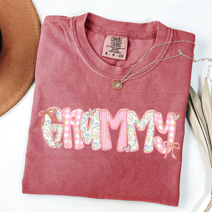 Coquette Grandma Shirt, Floral Gingham Grammy Tee,  Grandmacore Mother’s Day Gift