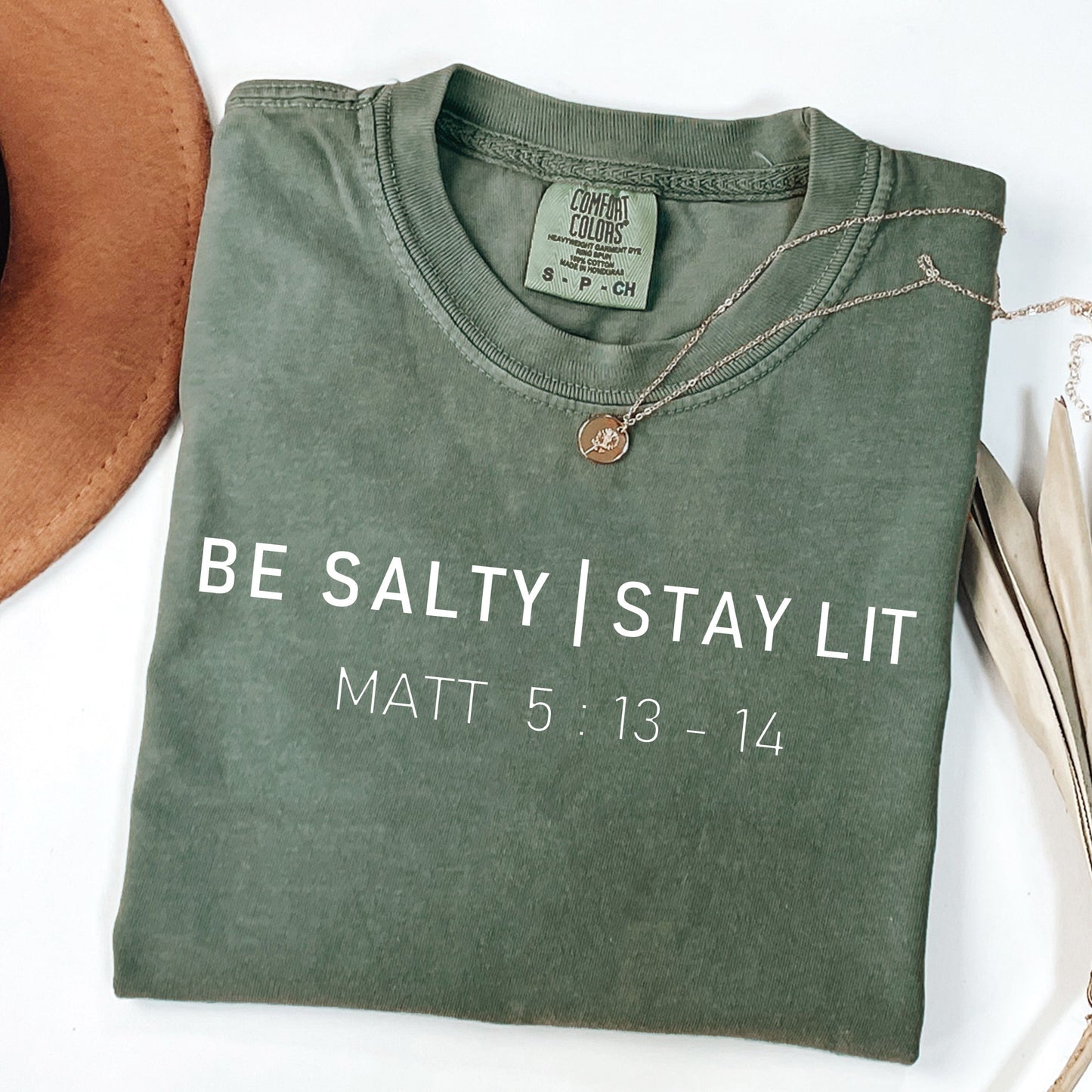Be Salty | Stay Lit - Unisex Bible Verse T-Shirt (Matthew 5:13-14) | Salt and Light Christian T-Shirt | Unisex Comfort Colors Style| Bible Club Shirt