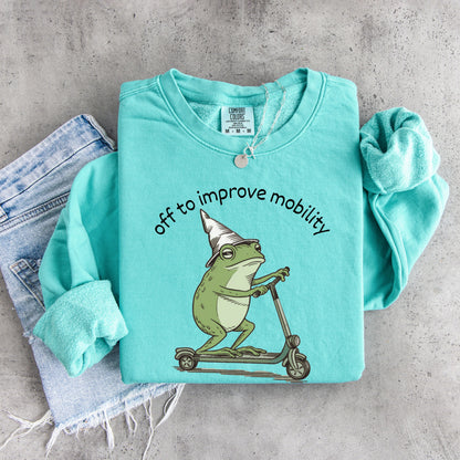 Funny Frog Sweatshirt, Off To Improve Mobility Crewneck, Physical Therapy Gift, Cute Frog on Scooter Shirt, Occupational Therapist Hoodie