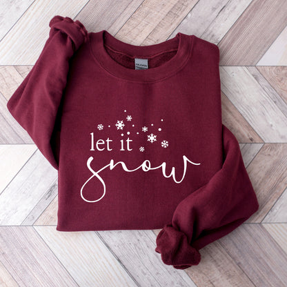Let It Snow Sweatshirt, Winter Crewneck Sweatshirt, Cozy Snowflake Pullover, Unisex Winter Sweatshirt, Cold Weather Outfit, Snow Hoodie