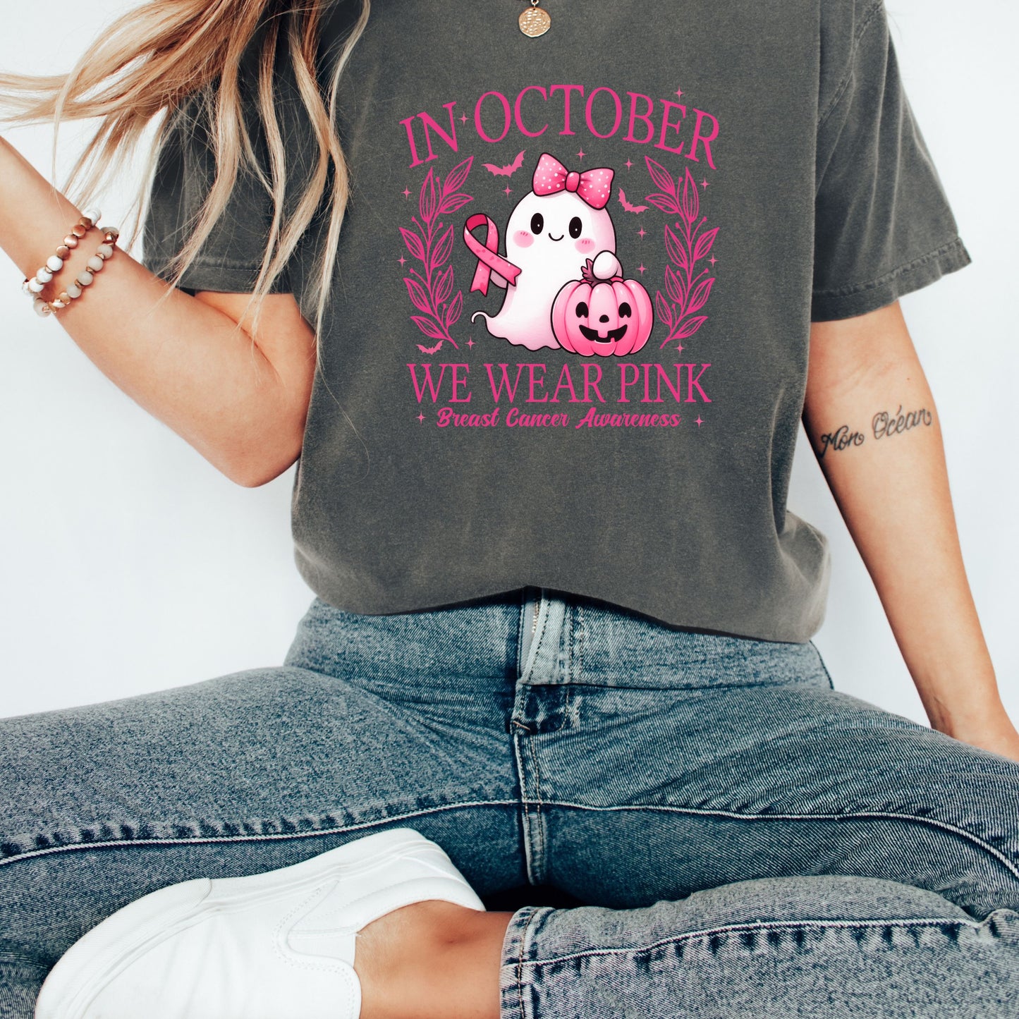 Comfort Colors® Breast Cancer Support Squad Shirt, Family Breast Cancer, Cancer Support team Shirt, In October We Wear Pink Ghost Shirt