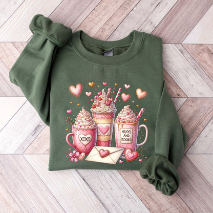 Valentine Coffee Sweatshirt, Iced Coffee Is My Valentine, Retro Valentines Day Sweater, Coffee Lover Gift for Her, Cute XOXO Coffee Pullover