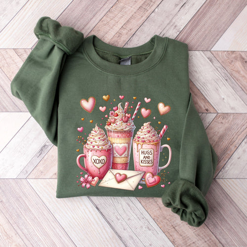 Valentine Coffee Sweatshirt, Iced Coffee Is My Valentine, Retro Valentines Day Sweater, Coffee Lover Gift for Her, Cute XOXO Coffee Pullover
