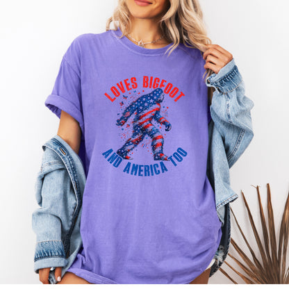 Funny Patriotic Bigfoot Shirt, American Flag Sasquatch Tee, 4th Of July Bigfoot Shirt, Retro USA Freedom Graphic Tee