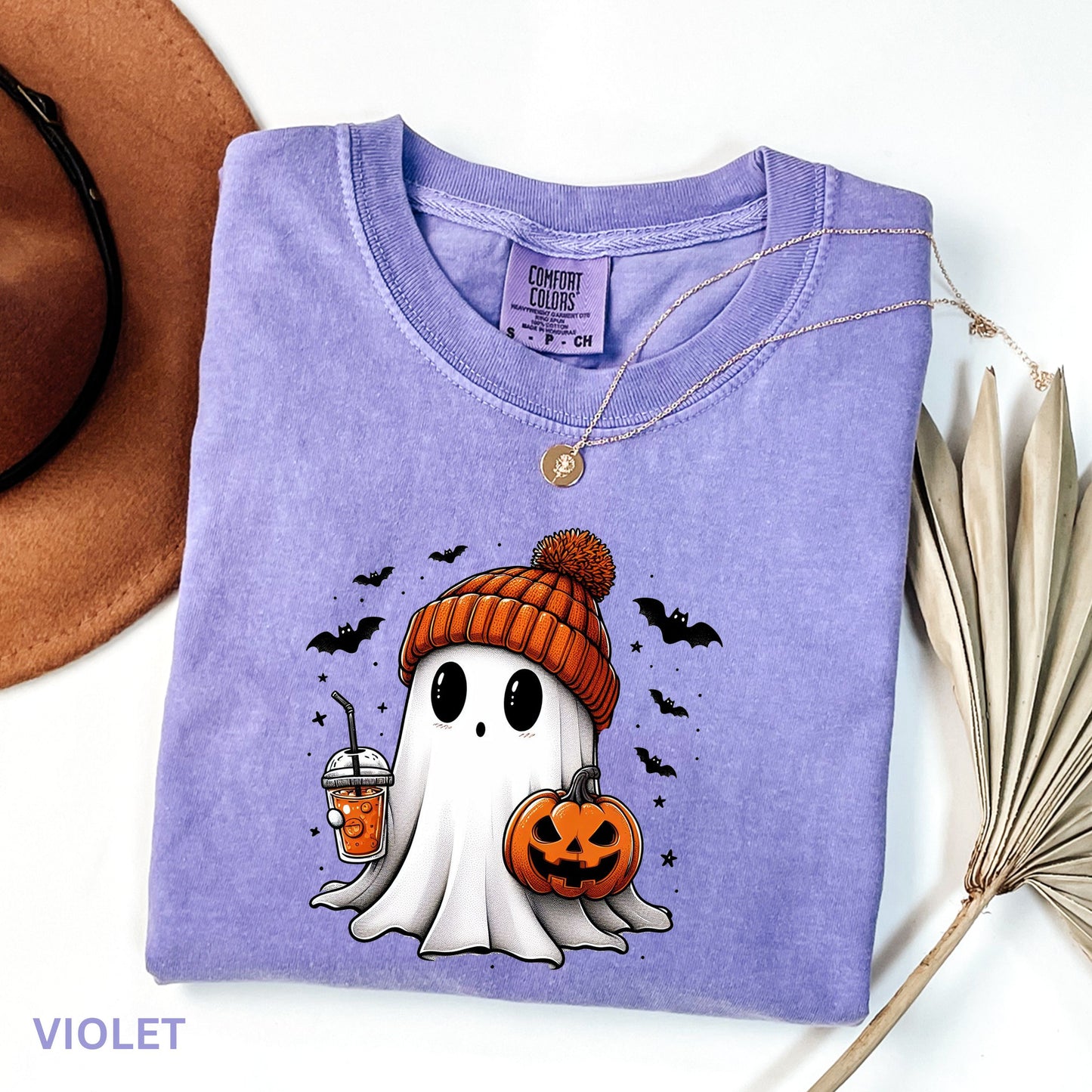 Comfort Colors® Сute Ghost Coffee Shirt, Сute Little Ghost Iced Coffee t-shirt, Boo Ghost Shirt, Ghost Coffee Shirt, Halloween Coffee Lovers