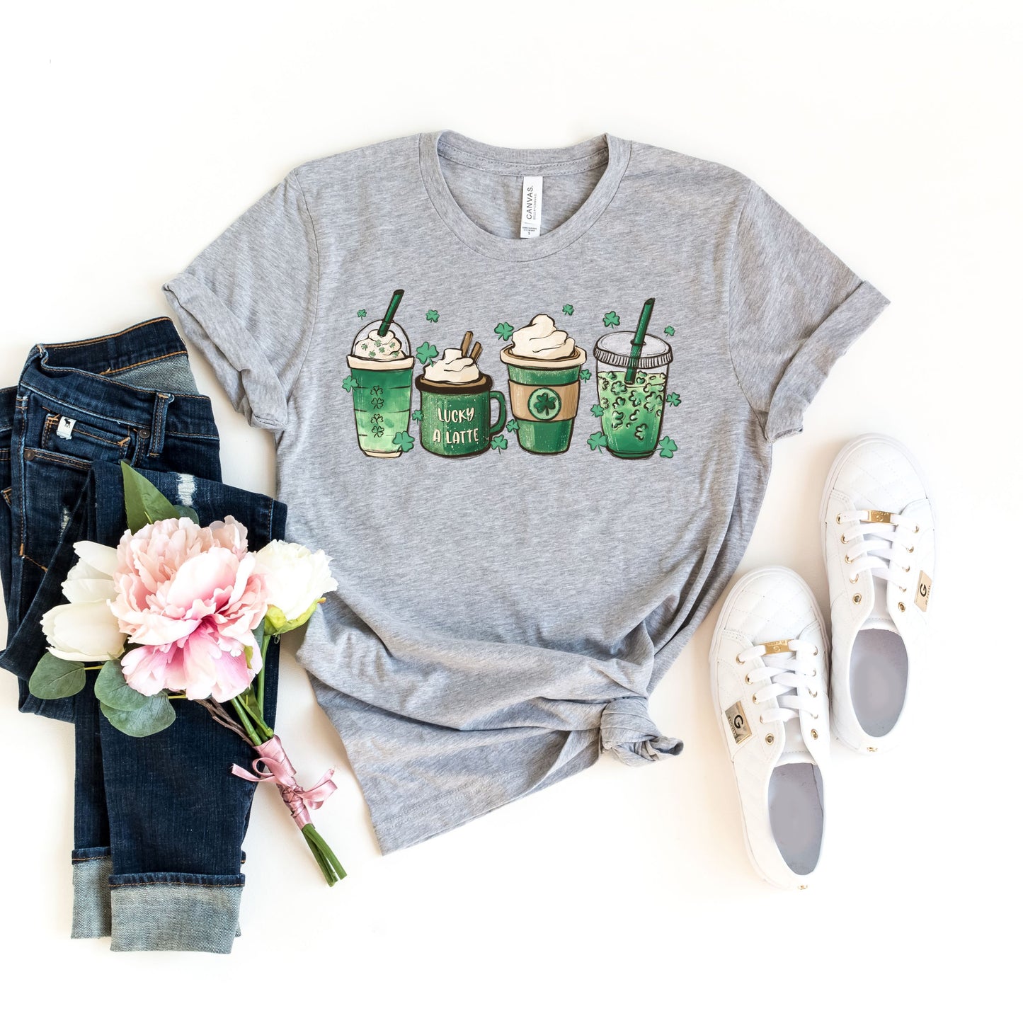 St Patricks Day Coffee T-Shirt, Lucky Latte Tee, Irish Coffee Lover Gift, Green Clover Shirt, St Paddys Day Apparel, St Patricks Day Coffee