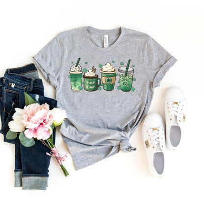 St Patricks Day Coffee T-Shirt, Lucky Latte Tee, Irish Coffee Lover Gift, Green Clover Shirt, St Paddys Day Apparel, St Patricks Day Coffee