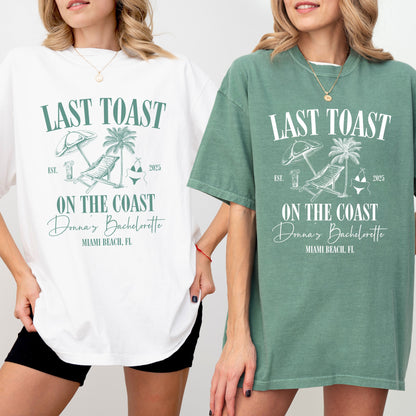 Custom Beach Bachelorette Party Shirts, Last Toast on the Coast,Custom Bachelorette Shirts,Personalized Luxury Bachelorette,Social Club Bach
