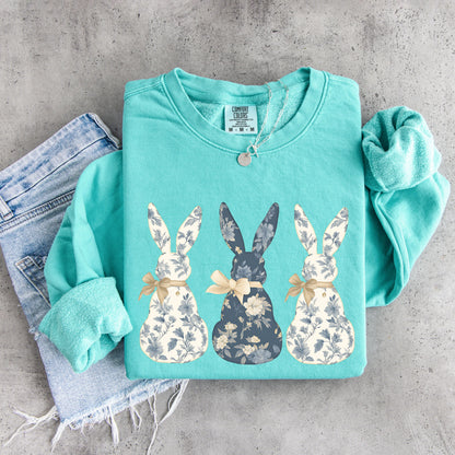 Coquette Bow  Floral Easter Bunny , Cute Easter Hoodie for Women, Easter Rabbit Sweatshirt, Easter Gift,Spring Rabbit Pullover