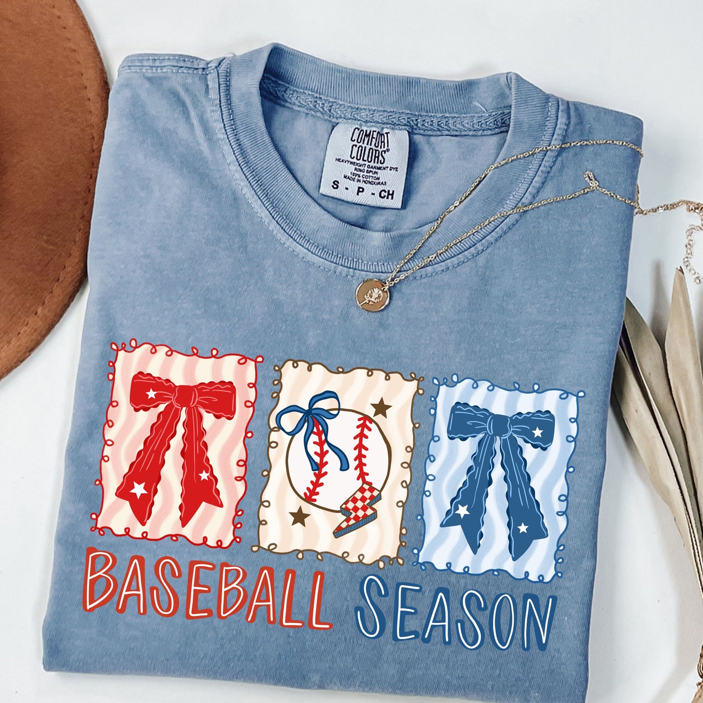 Coquette Baseball Season Comfort Colors T-Shirt | Retro Bows & Baseball Graphic Tee