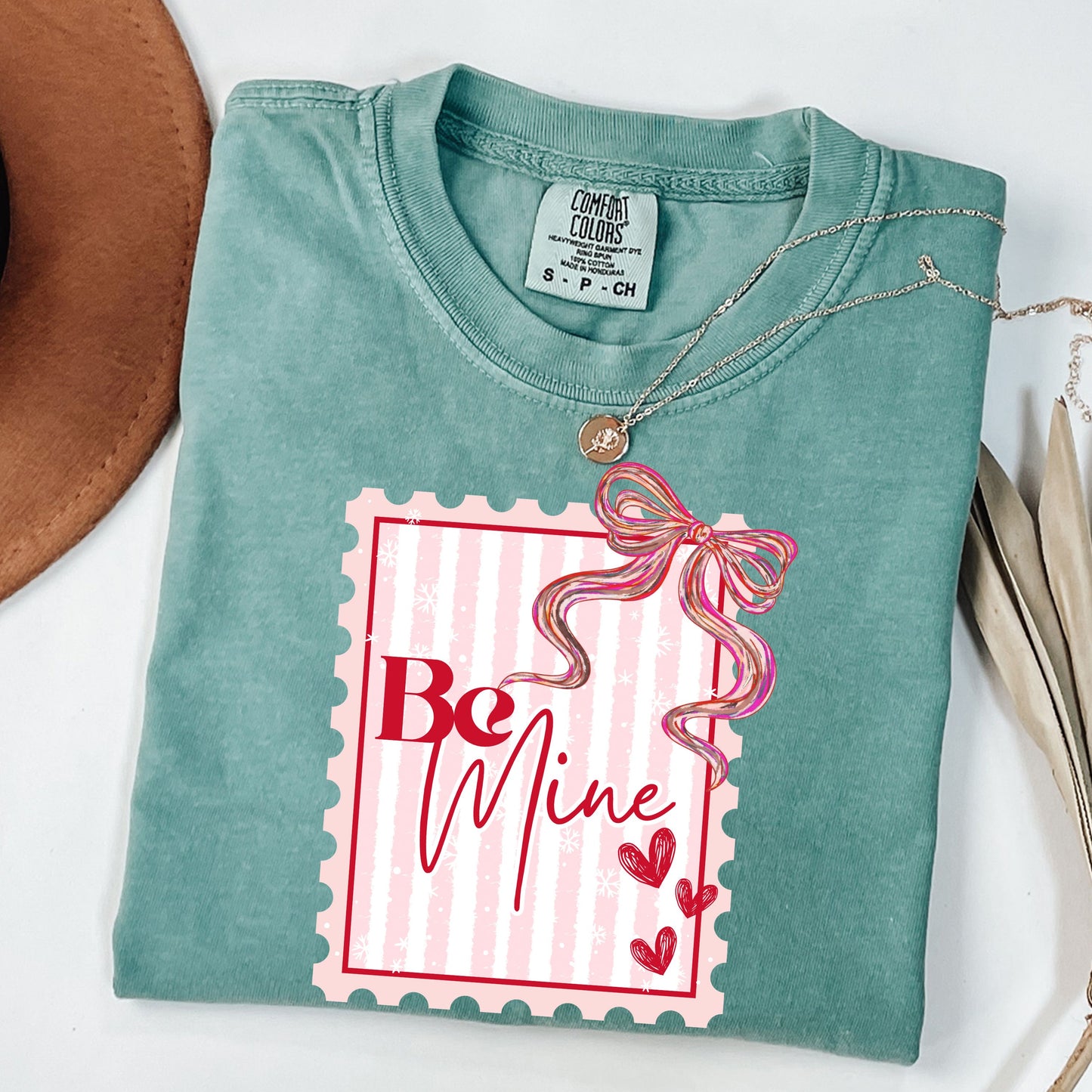 Be Mine Valentine Shirt, Coquette Bow Valentine's Day Shirt, Pink Bow Shirt, Retro Valentine Postage Stamp Tee,Cute Galentine Gift