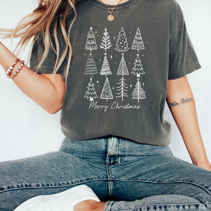 Retro Christmas Tree Shirt, Holiday Tree Shirt, Comfort Colors Christmas Tree T-Shirt, Minimalist Christmas Graphic Tee,Cute Christmas Shirt