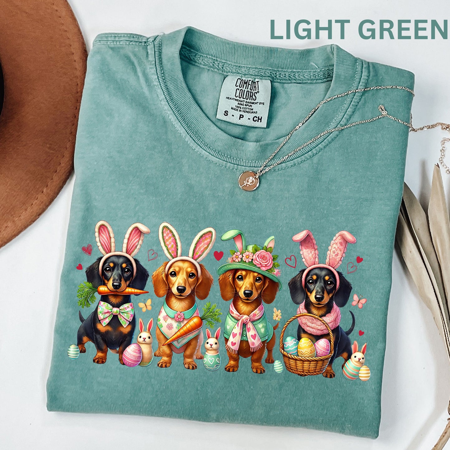 Wiener Dog Easter T-Shirt | Floral Dachshund Bunny Ears Spring Top