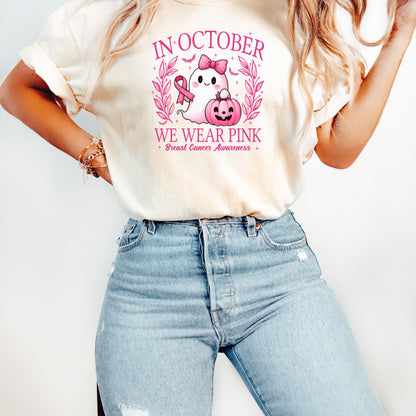 Comfort Colors® Breast Cancer Support Squad Shirt, Family Breast Cancer, Cancer Support team Shirt, In October We Wear Pink Ghost Shirt