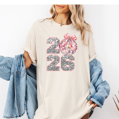 Pink Coquette New Year Eve 2026 Shirt , Retro New Years T-Shirt, Disco Ball Shirt, New Year New Me, 12 New Chapters, Hello 2026