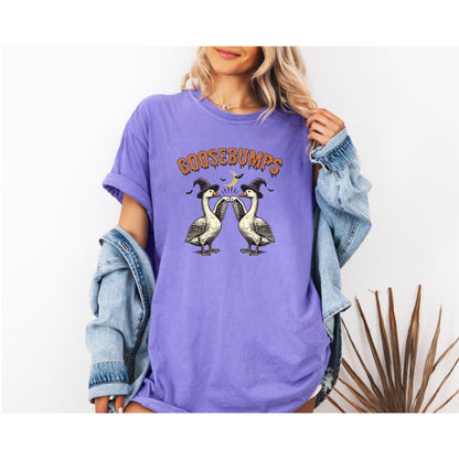 Comfort Colors® Funny Goosebumps Halloween Shirt, Spooky Goose Fist Bump Tee, Witch Hat Goose T-Shirt, Cute Halloween Tee, Goose Lover Gift