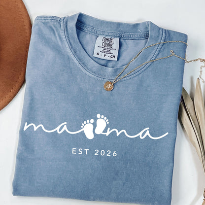 Custom Mama Est 2026 Shirt -  Personalized Motherhood T-Shirt - New Mom Gift