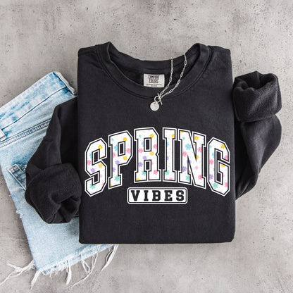 Spring Vibes Sweatshirt, Floral Spring Sweatshirt, Cute Spring Shirt, Pastel Floral Pullover, Women Spring Outfit