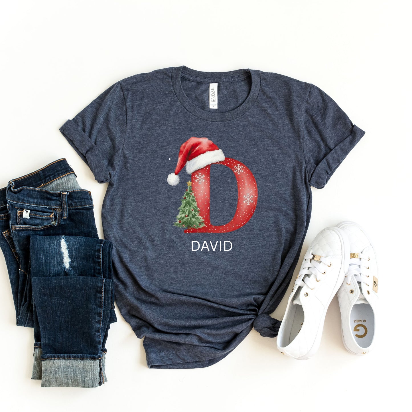 Custom Christmas Name Shirt, Family Christmas Shirt, Funny Family Xmas Pjs, Christmas Custom Letter Shirt, Personalized Christmas Family Tee