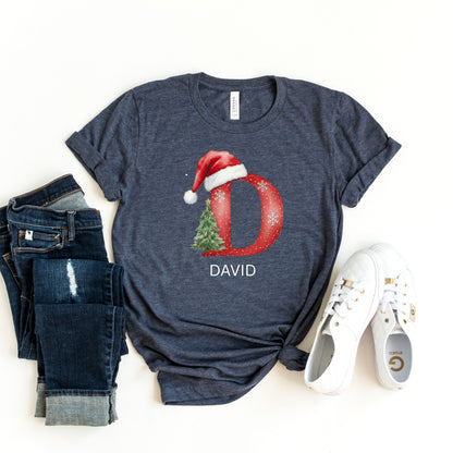 Custom Christmas Name Shirt, Family Christmas Shirt, Funny Family Xmas Pjs, Christmas Custom Letter Shirt, Personalized Christmas Family Tee