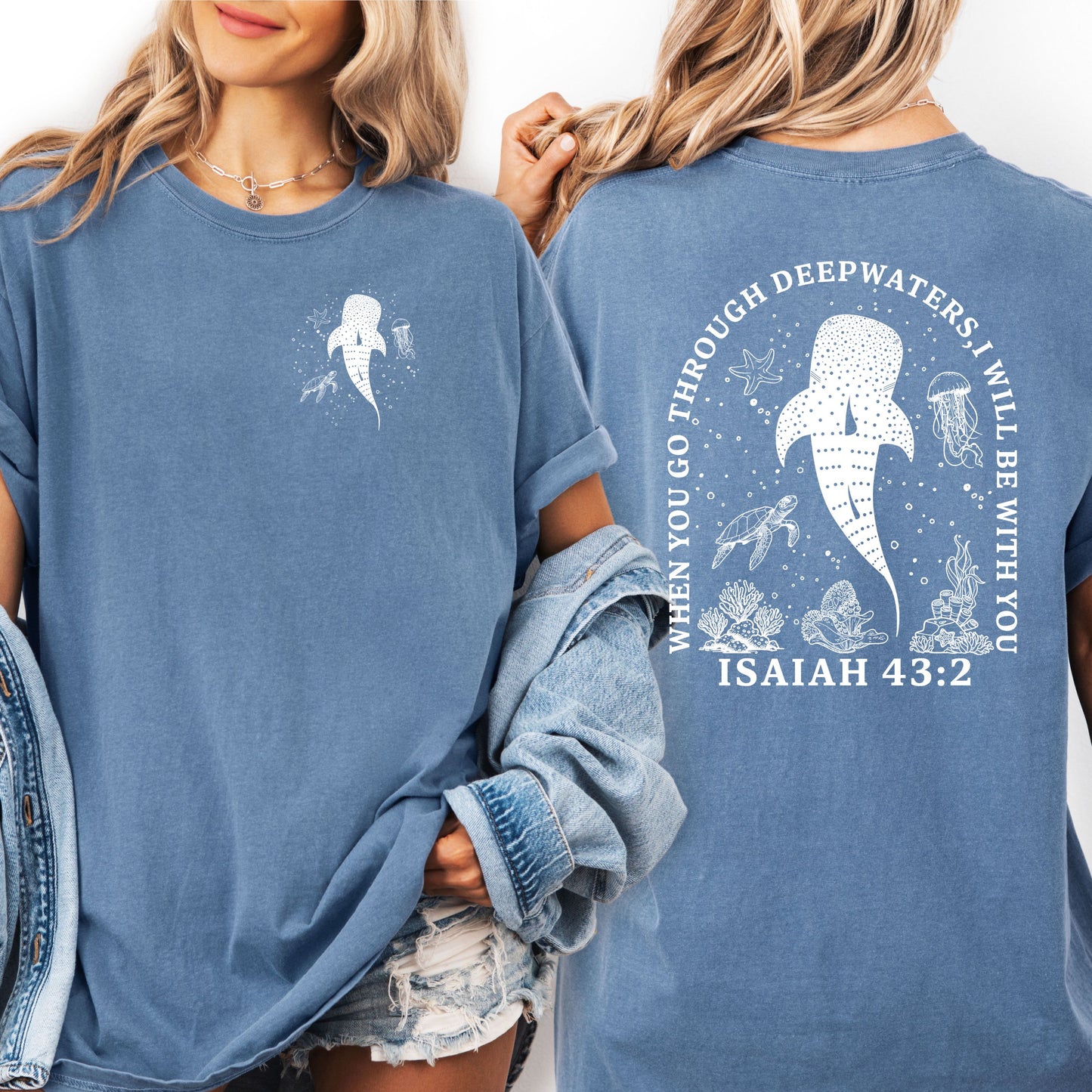 Christian T Shirts: Isaiah 43.2 Shirt, Bible Verse Tee, Faith Based , Church Team Outfit