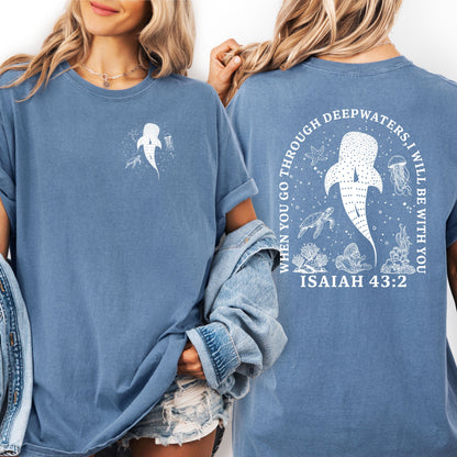 Christian T Shirts: Isaiah 43.2 Shirt, Bible Verse Tee, Faith Based , Church Team Outfit