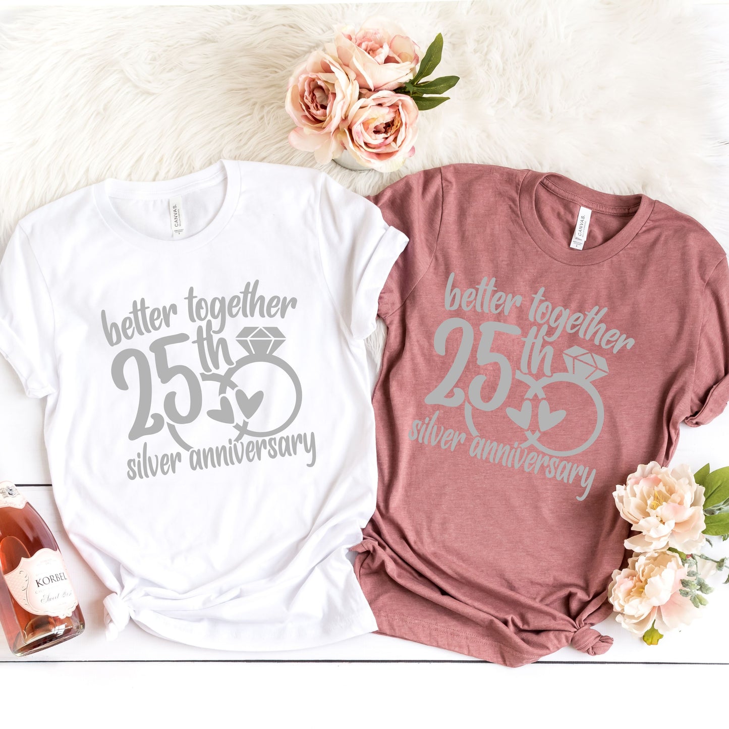 Silver Anniversary Gift Shirt, Better Together For 25 Years, 25th Anniversary Gift For Him, Gift for Couple, 25th Wedding Anniversary Shirt