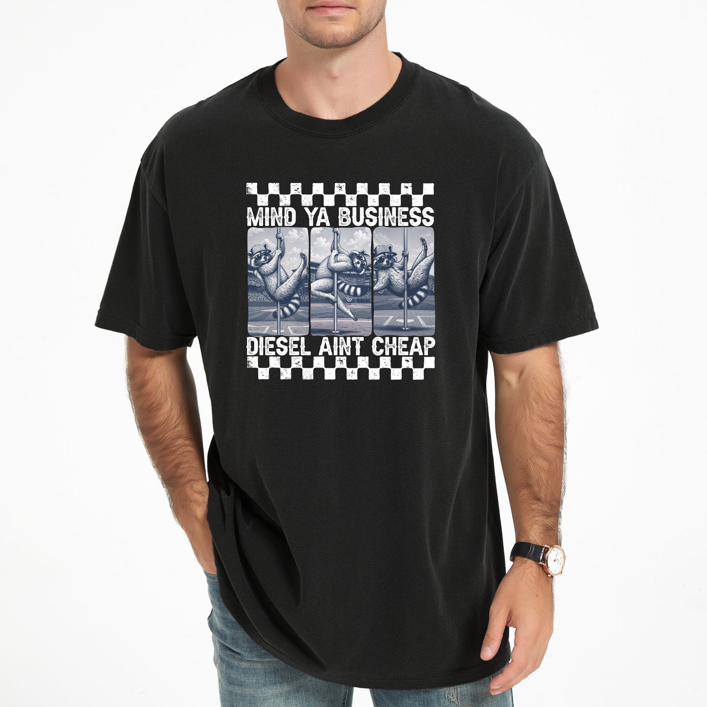 Funny Raccoon Diesel Ain't Cheap Shirt, Sarcastic Mechanic Trucker Graphic Tee