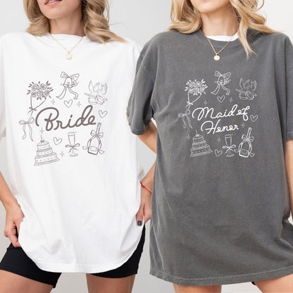 Bride Bridesmaid Shirt, Bridal Party Gift, Trendy Bachelorette Merch, Custom Wedding Day Getting Ready, Group Matching Tee, Comfort Colors