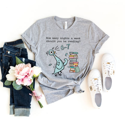 Pigeon 6-7 Reading Shirt, Book Lover Librarian Tee