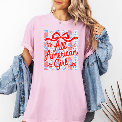 All American Girl Retro Striped Shirt, Coquette USA Patriotic Tee