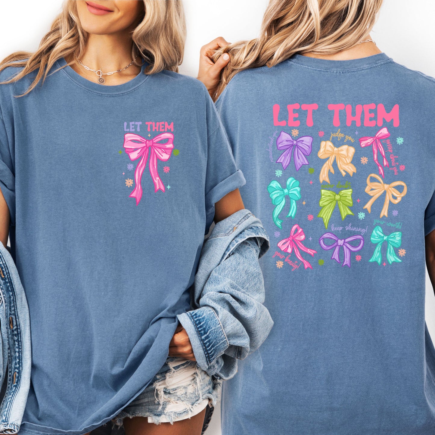 Let Them Bow Shirt, Coquette Aesthetic Mental Health Tee, Motivational Positive Quote T-shirt, Inspiring Saying Gift, Retro Self Love Shirt