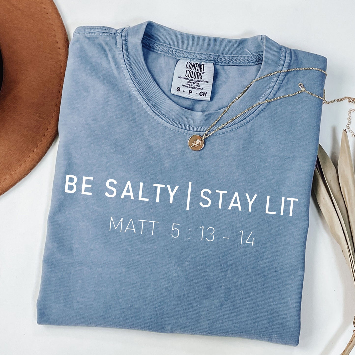 Be Salty | Stay Lit - Unisex Bible Verse T-Shirt (Matthew 5:13-14) | Salt and Light Christian T-Shirt | Unisex Comfort Colors Style| Bible Club Shirt