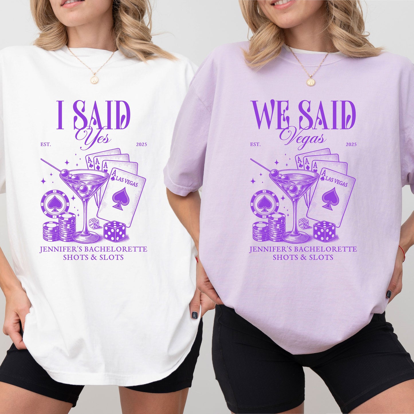 Vegas Bachelorette Shirt, Shots and Slots Bachelorette Party Tee, I Said Yes We Said Vegas Shirt, Custom Las Vegas Bride Shirts