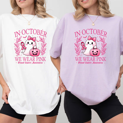 Comfort Colors® Breast Cancer Support Squad Shirt, Family Breast Cancer, Cancer Support team Shirt, In October We Wear Pink Ghost Shirt