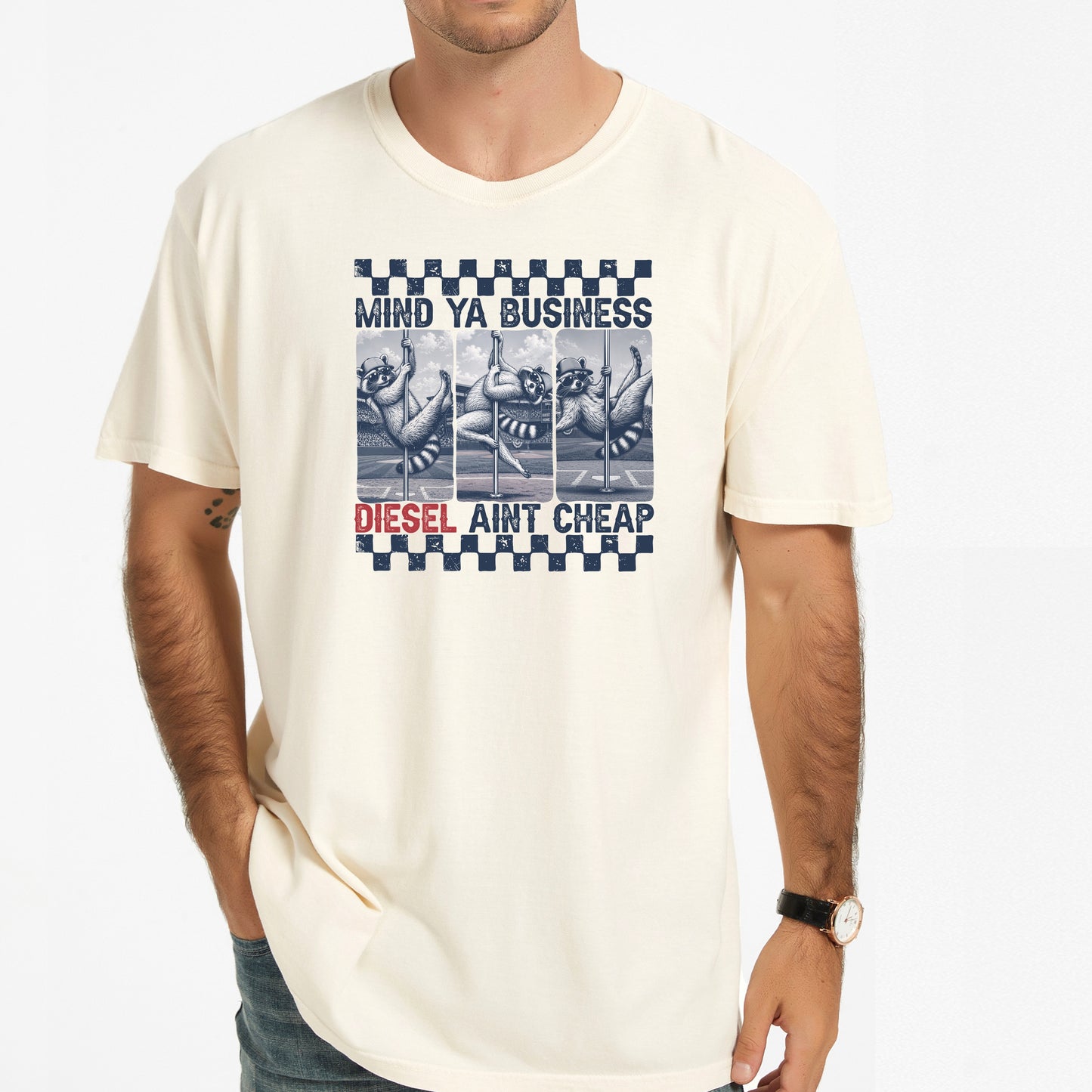 Funny Raccoon Diesel Ain't Cheap Shirt, Sarcastic Mechanic Trucker Graphic Tee