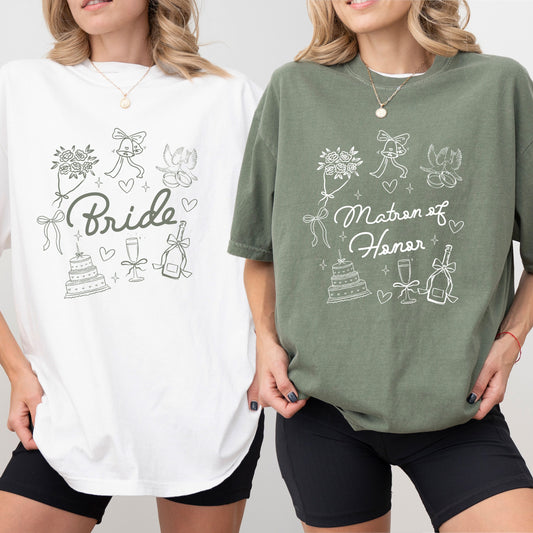 Bride Bridesmaid Shirt, Bridal Party Gift, Trendy Bachelorette Merch, Custom Wedding Day Getting Ready, Group Matching Tee, Comfort Colors