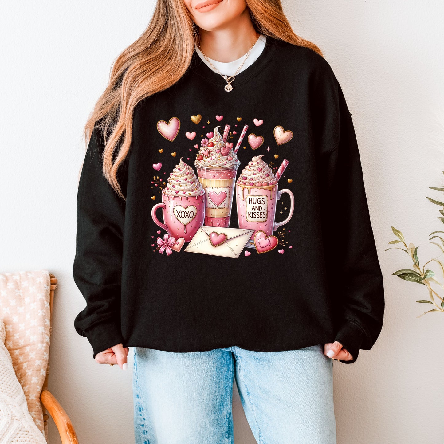 Valentine Coffee Sweatshirt, Iced Coffee Is My Valentine, Retro Valentines Day Sweater, Coffee Lover Gift for Her, Cute XOXO Coffee Pullover