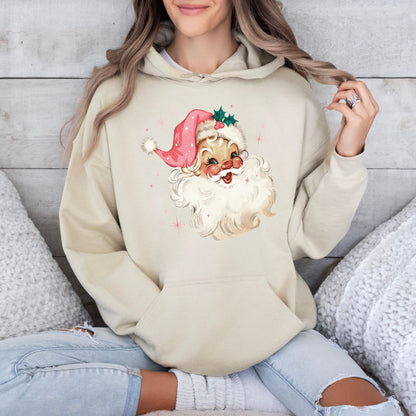 Pink Santa Retro Christmas T-Shirts Sweatshirts for Women Pink Christmas Matching Family Sweaters Pink Vintage Holiday Crewneck Group Party