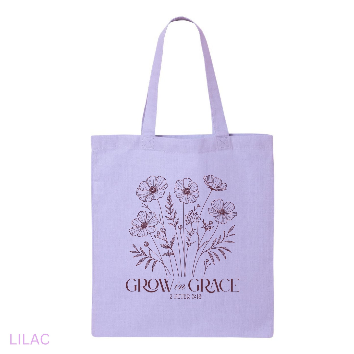 Canvas Tote Bag – Grow in Grace Tote Bag- Eco-Friendly, Durable, Everyday Shoulder Bag for Shopping, Work & Travel