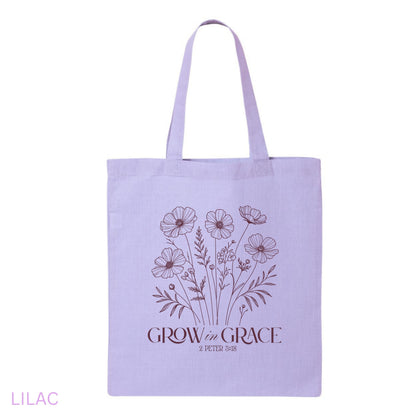Canvas Tote Bag – Grow in Grace Tote Bag- Eco-Friendly, Durable, Everyday Shoulder Bag for Shopping, Work & Travel