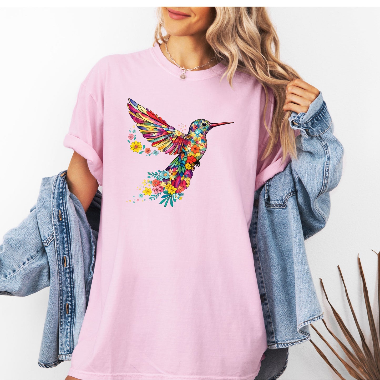 Colorful Hummingbird Shirt ,Floral Bird Graphic Tee, Boho Nature Lover Gift, Wildflower Hummingbird Tee ,Vibrant Bird Shirt