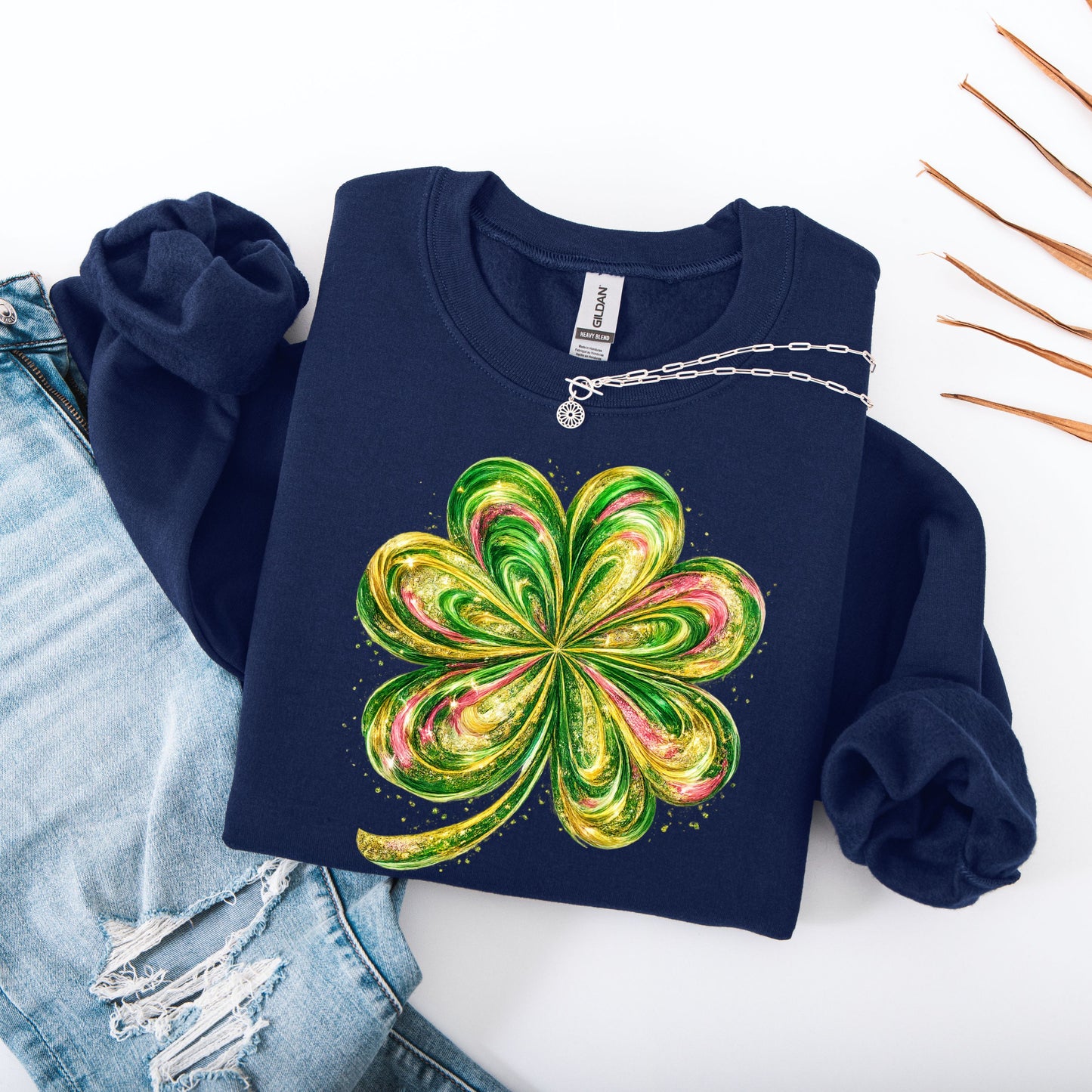 Retro Shamrock Sweatshirt, Womens Lucky Clover Crewneck, St Patrick’s Day Irish Sweatshirt, Four Leaf Clover Pullover, Irish Lucky Hoodie
